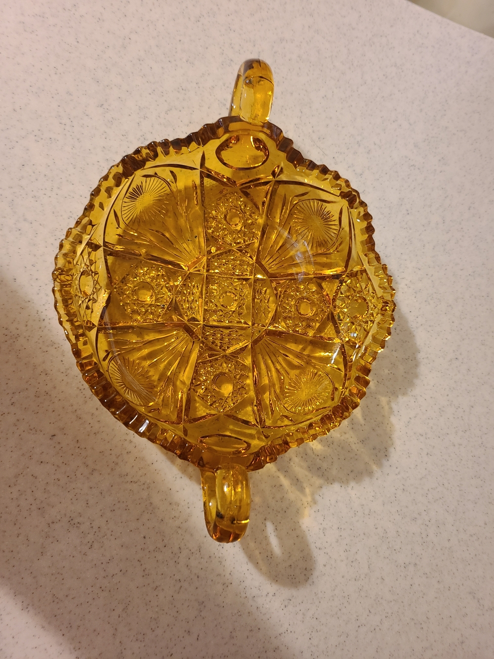 Amber Pressed Glass  Serving Dish